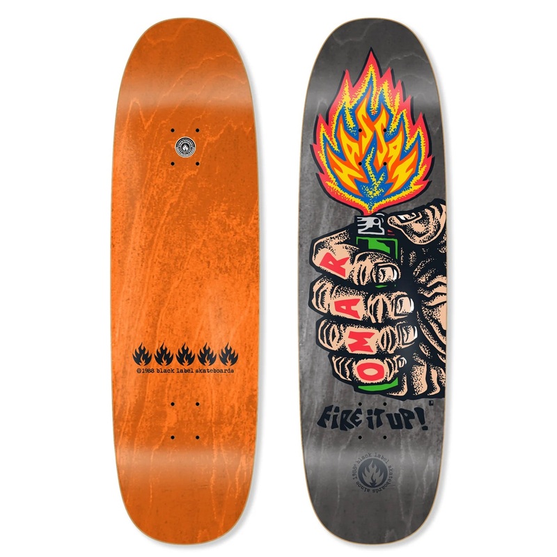 Black Label Hassan "Fire It Up" 9.25" Black Widow Skateboard Deck