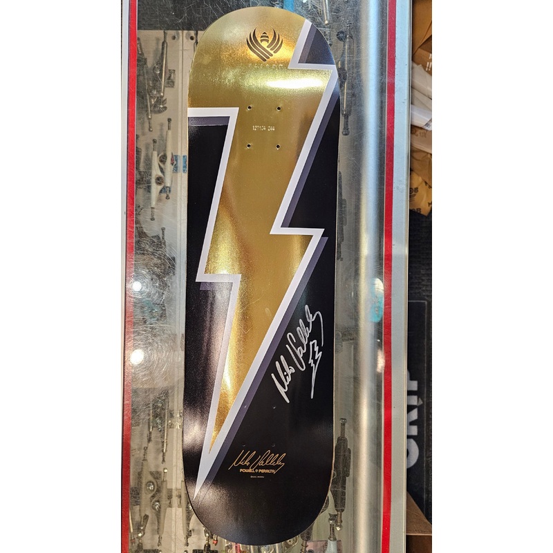 POWELL PERALTA VALLELY LIGHTNING BOLT GOLD FOIL 8.5" FLIGHT [AUTOGRAPHED] SKATEBOARD DECK