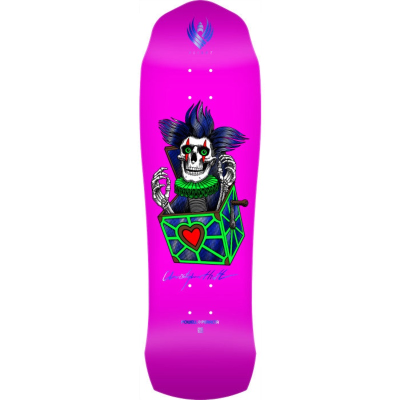 Powell Peralta Chris Hiett Skull Pink & Green w/ Blue Foil 9.5" Flight Skateboard Deck