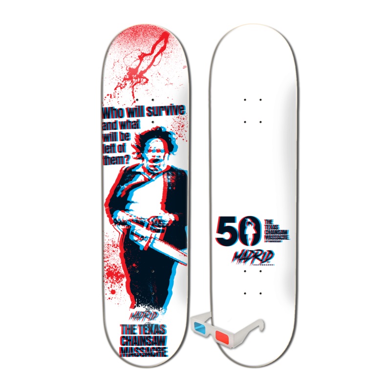 MADRID x TEXAS CHAINSAW MASSACRE SURVIVE STREET SHAPE SKATEBOARD DECK W/3D GLASSES