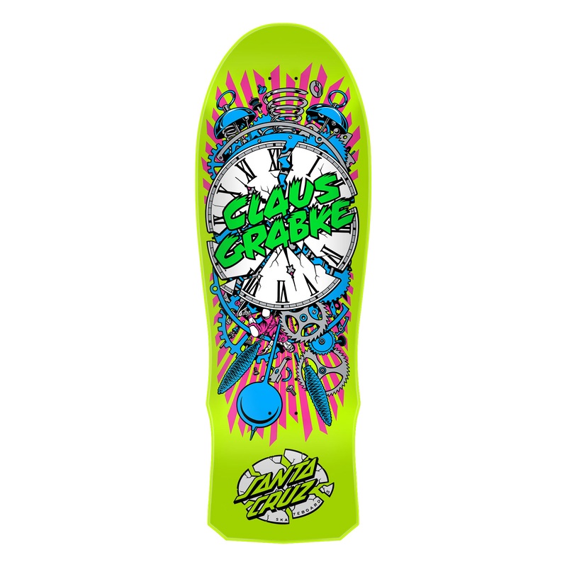 SANTA CRUZ CLAUS GRABKE EXPLODING CLOCK YELLOW 10.04" SKATEBOARD DECK