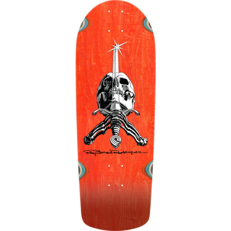 Powell Peralta Rodriguez Skull and Sword Snub Orange Stain 10" Skateboard Deck