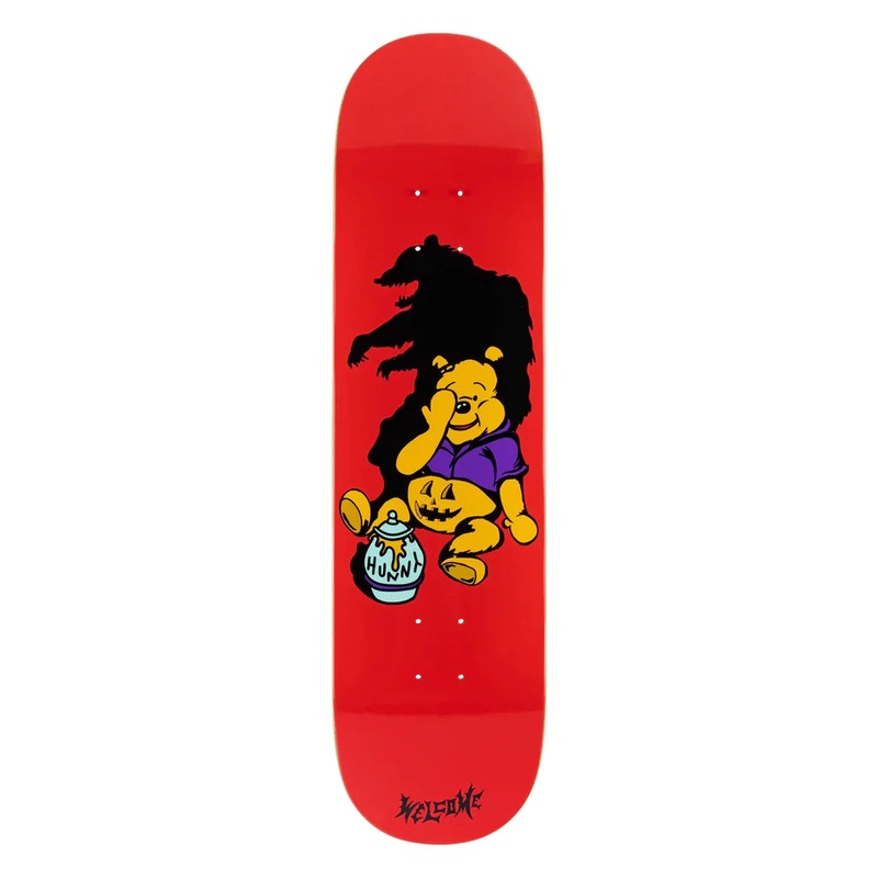 Welcome Hunny on Evil Twin Red Skateboard Deck - 8.25"
