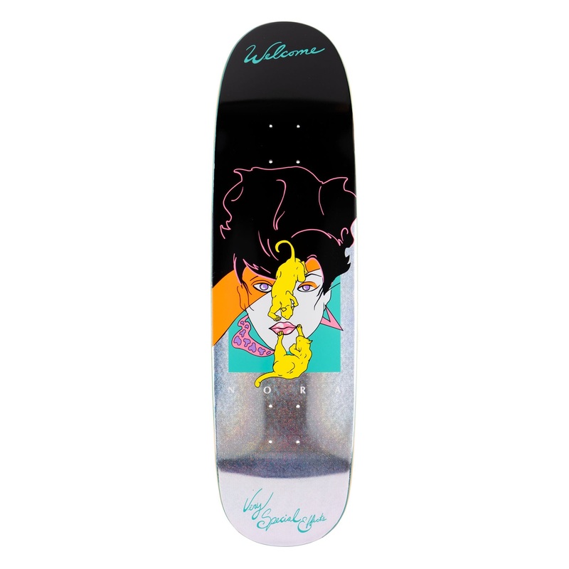 Welcome Special Effects Nora Pro Model on Sphynx Black/Glitter Foil Skateboard Deck - 8.8"