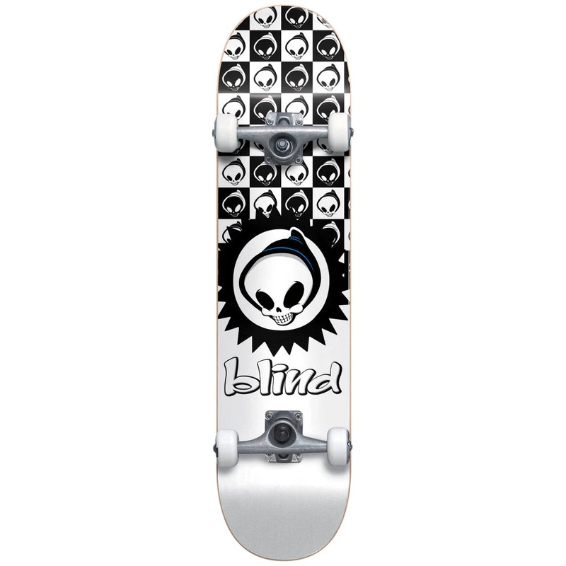 Blind Checkered Reaper Youth FP White Complete Skateboard - 7.375"