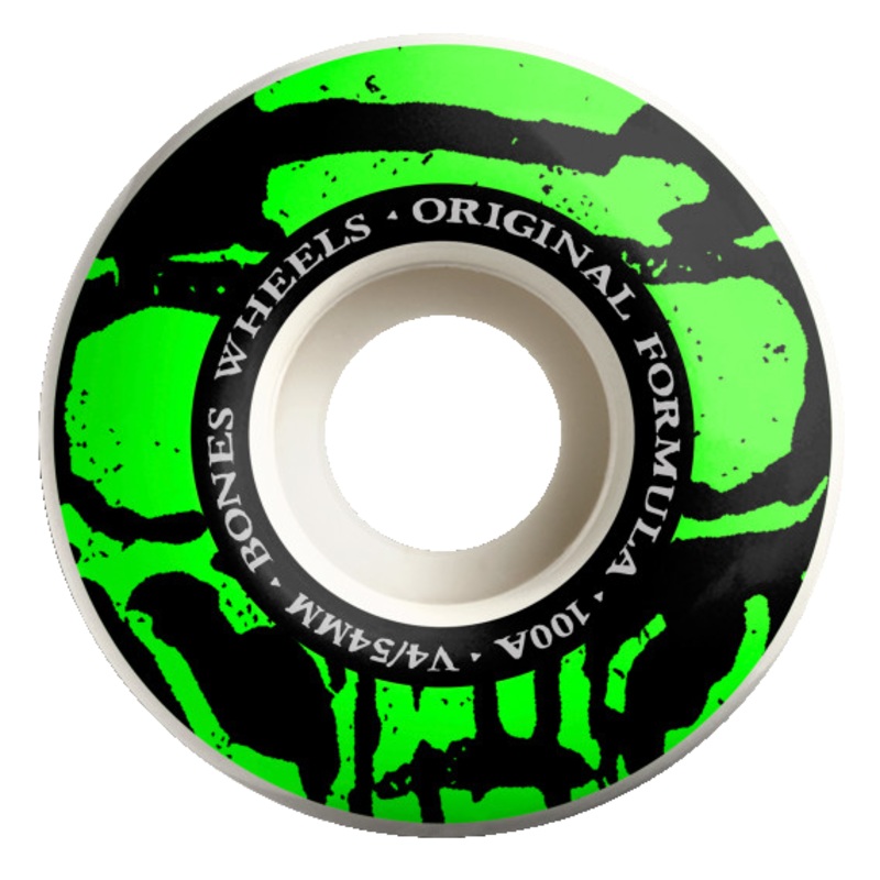Bones OG Formula Mummy Skulls V4 Wide Skateboard Wheels White - 54mm
