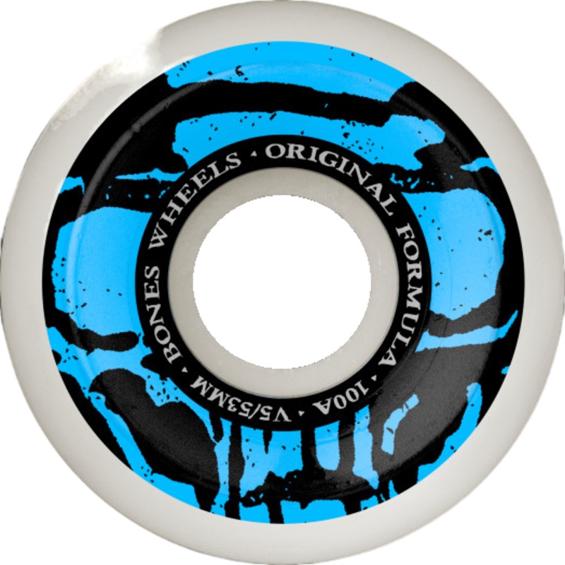 Bones OG Formula Mummy Skulls V5 Sidecut Skateboard Wheels White - 53mm