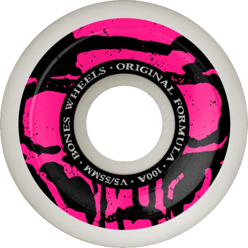 Bones OG Formula Mummy Skulls V5 Sidecut Skateboard Wheels White - 55mm