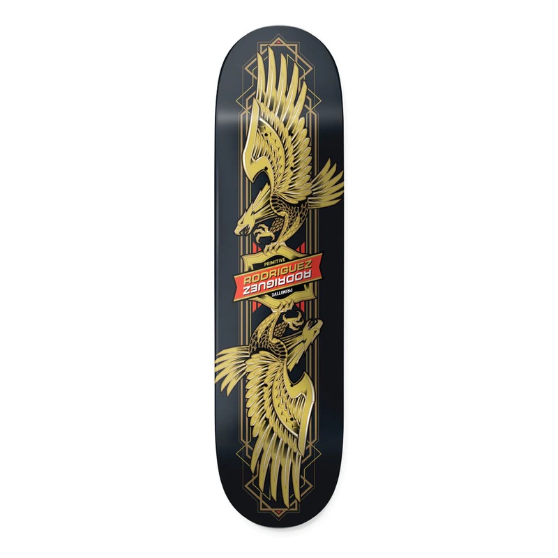 Primitive Rodriguez Twin Nose Eagle Black Skateboard Deck - 8.25"