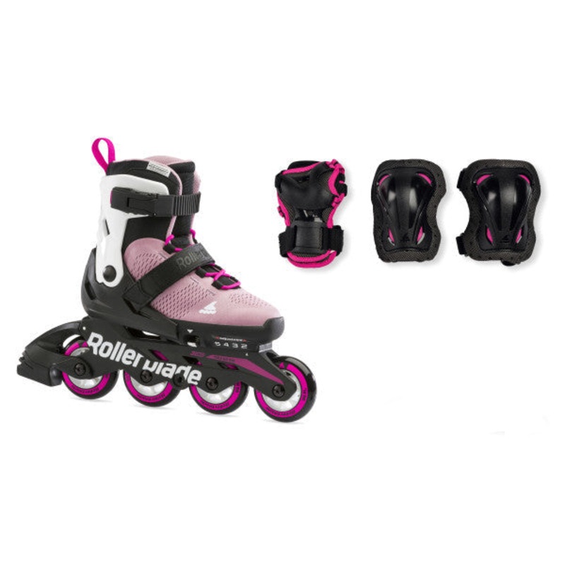 Rollerblade Microblade Adjustable Kids Skates Combo Pack - Pink/White