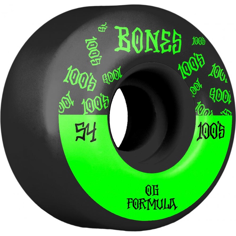 Bones 100's #13 V4 Wide Black Skateboard Wheels - 54mm