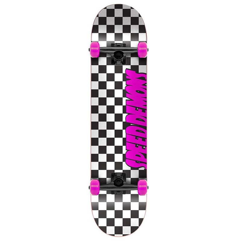 Speed Demons Checkers Black/Pink Skateboard - 7.75"