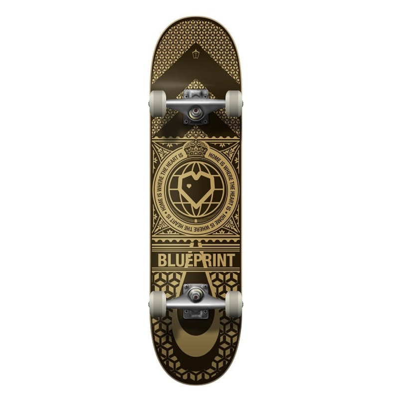 Blueprint Home Heart Black/Gold Skateboard - 8.0"