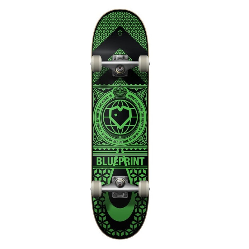 Blueprint Home Heart Black/Green Skateboard - 8.0"