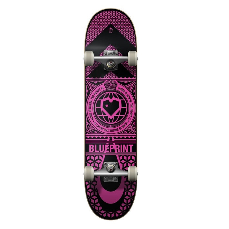 Blueprint Home Heart Black/Pink Skateboard - 7.75"