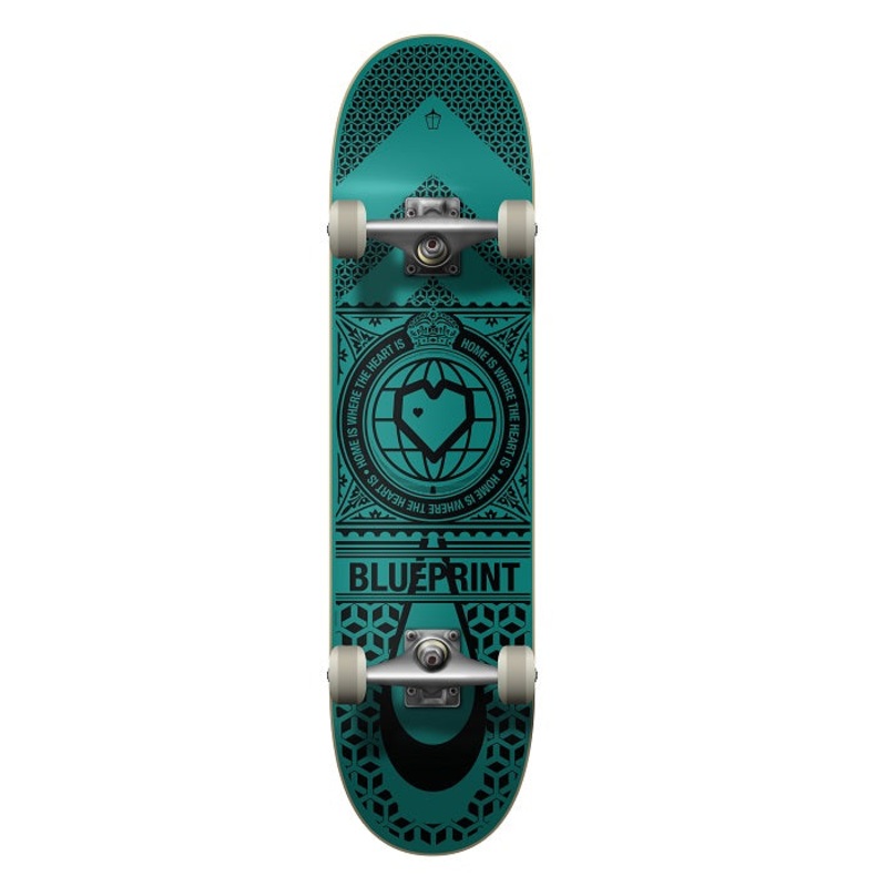 Blueprint Home Heart Black/Turquoise Skateboard - 8.25"