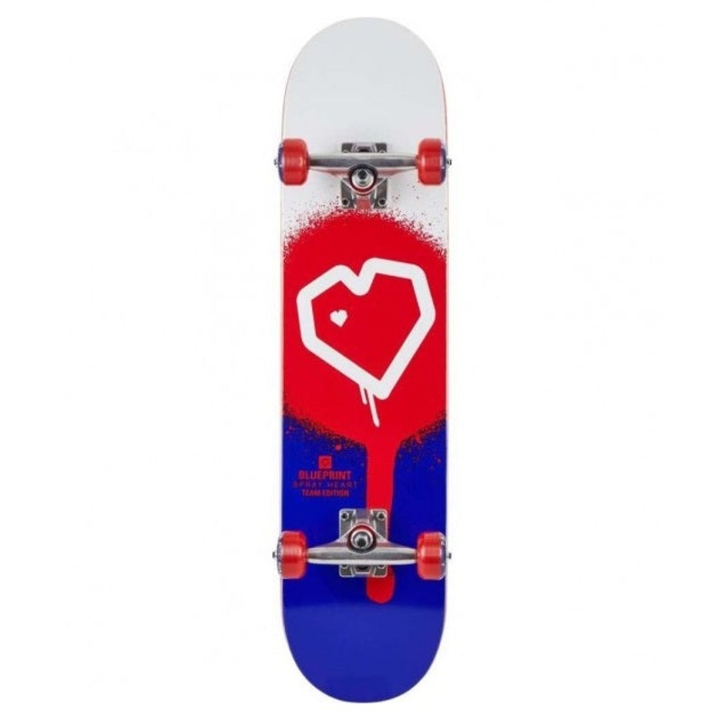 Blueprint Spray Heart Red/Blue Skateboard - 8.0"