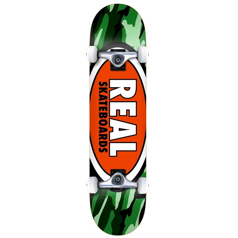 Real Team Oval Camo Mid Skateboard - 7.75"