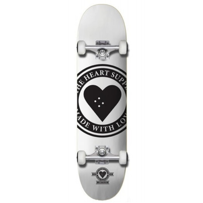 The Heart Supply Badge Logo White Skateboard - 8.25"