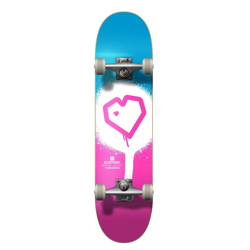 Blueprint Spray Heart Pink/Blue Skateboard - 7.25"