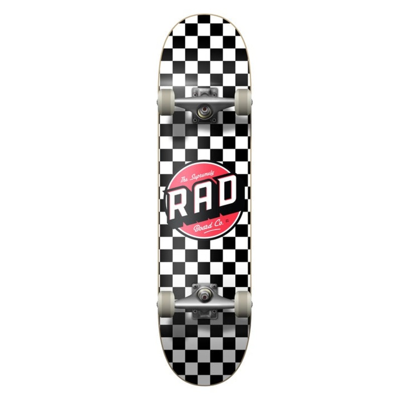 Rad Checkers 2 Dude Crew Skateboard Black/White - 7.75"