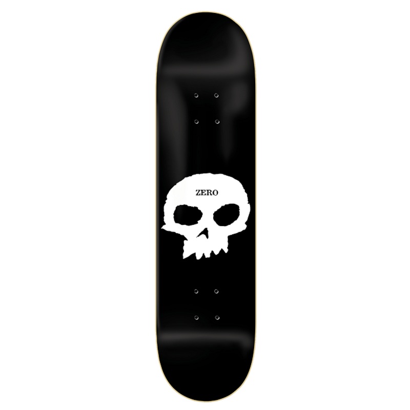 Zero Single Skull Black/White Skateboard Deck - 8.0"