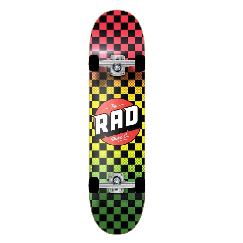 Rad Checkers Dude Crew Skateboard Rasta Fade - 8.0"