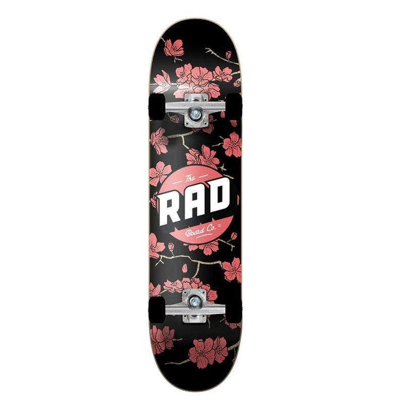 Rad Cherry Blossom Dude Crew Skateboard Black/Red - 8.0"