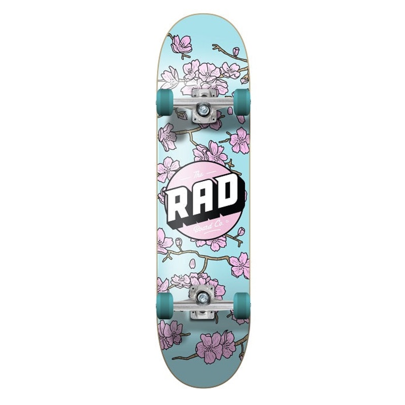 Rad Cherry Blossom Dude Crew Skateboard Pink/Blue - 7.75"