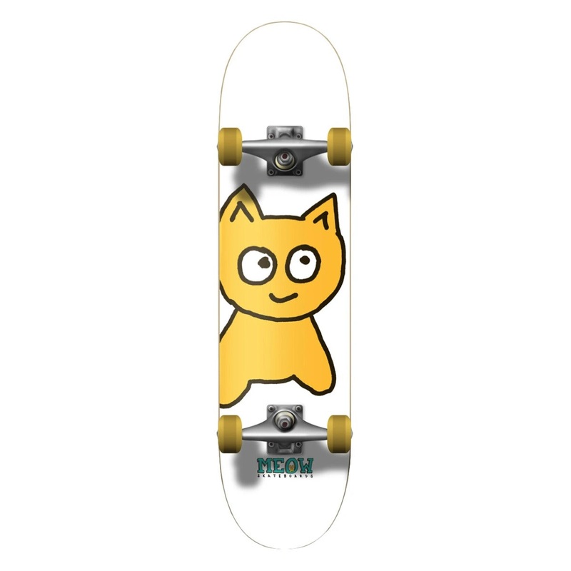 Meow Big Cat White Skateboard - 8.0"