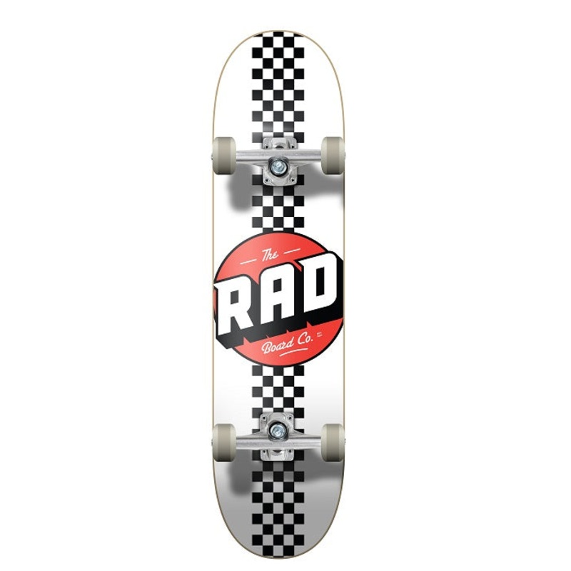 Rad Checker Stripe Progressive Skateboard White/Black - 7.75"