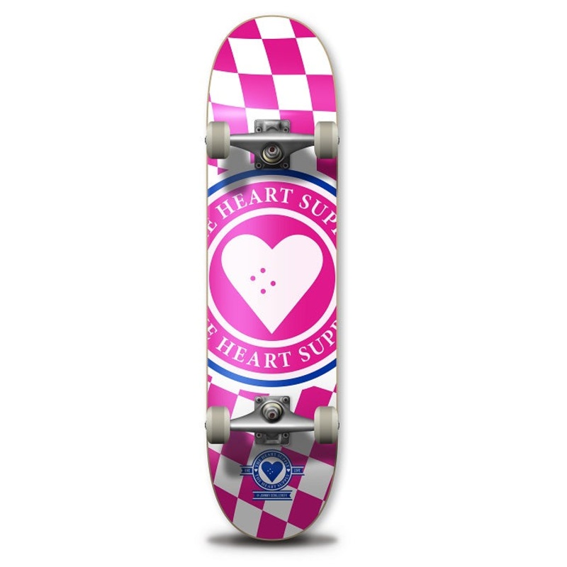 The Heart Supply Insignia Check Pink Skateboard - 7.75"