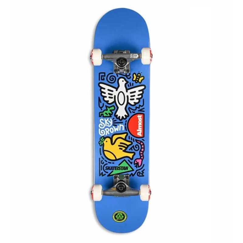 Almost Skateistan Sky Doodle FP Blue Skateboard - 7.5"