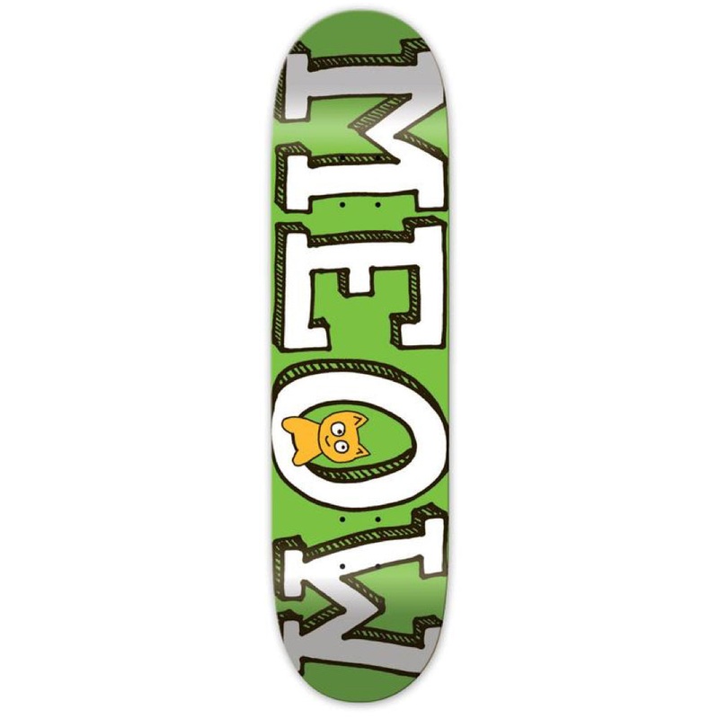 Meow Logo Green Skateboard Deck - 7.5"