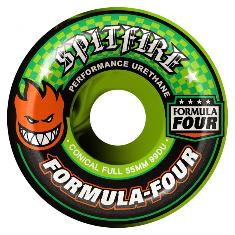 Spitfire Formula Four Team Colour Up Conical Full Wheels Green/Black Swirl - 53mm 99D