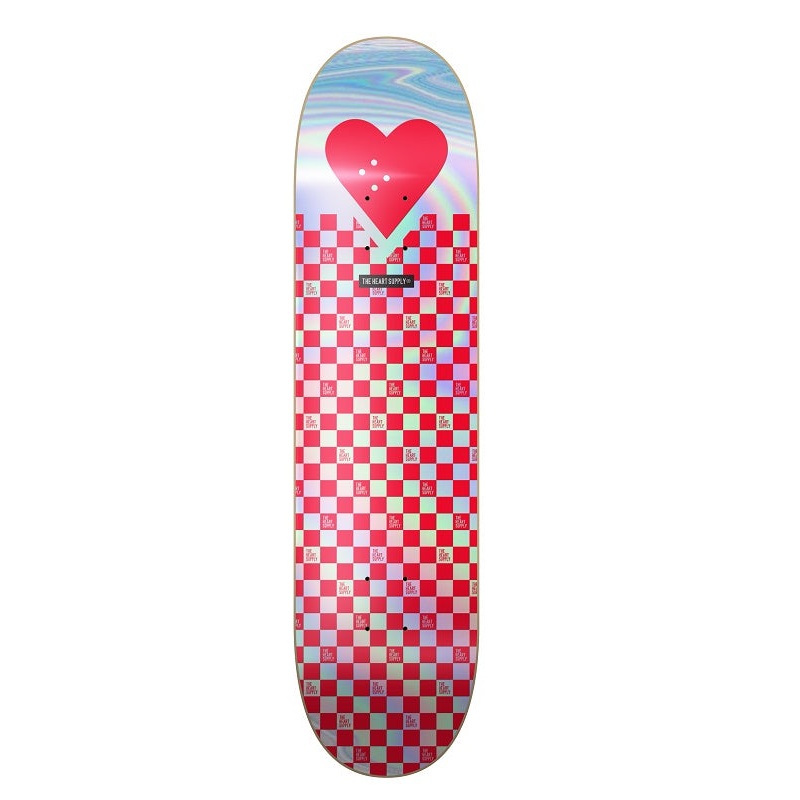 Heart Supply Red Checkerboards Foil Logo Deck - 8.25"