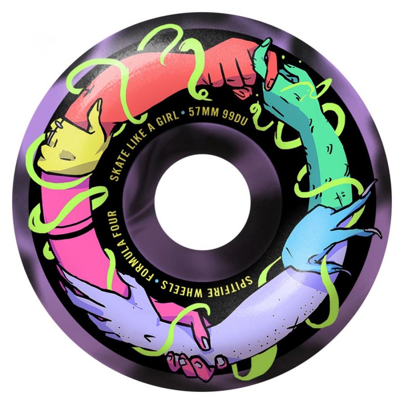 Spitfire Formula Four Skate Like A Girl Classics Black/Lavender Wheels - 57mm 99du