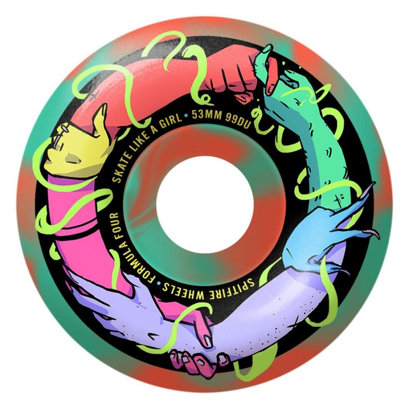 Spitfire Formula Four Skate Like A Girl Classics Teal/Coral Wheels - 53mm 99du