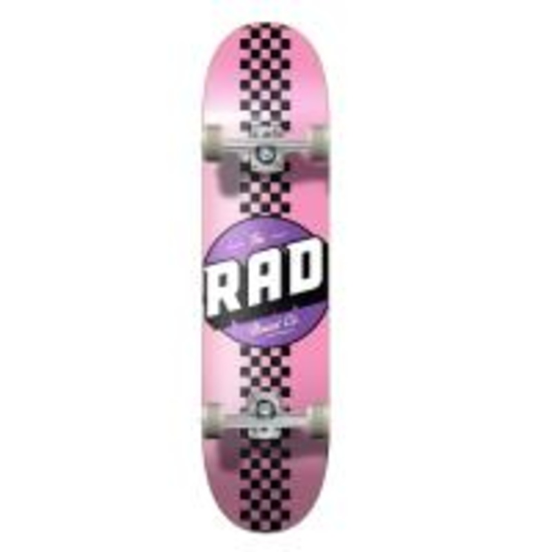 Rad Checker Stripe Progressive Skateboard Pink/Black - 7.75"