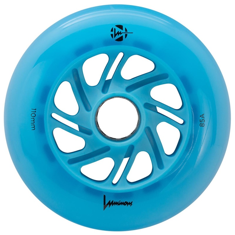 Luminous Light Up Inline Skate Wheel Blue Ocean Glow 110mm 85a - (Single Unit)