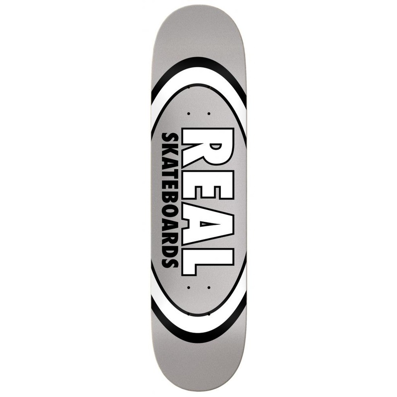 Real Team Classic Oval Grey Mid Skateboard Deck - 7.75"