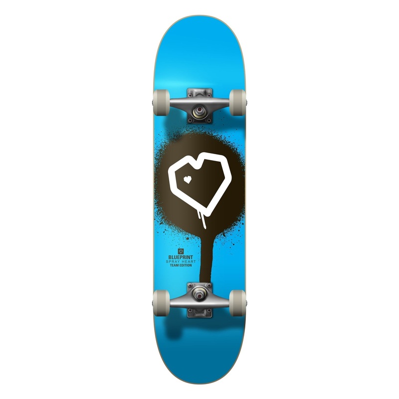 Blueprint Spray Heart Complete Skateboard Blue 8"