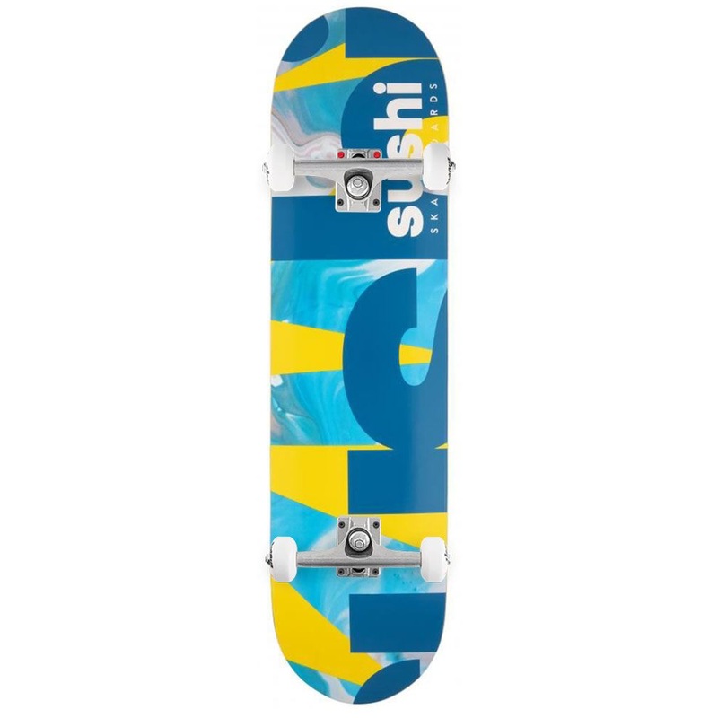 Sushi Spectrum Logo Yellow/Teal Custom Complete Skateboard - 8.0"