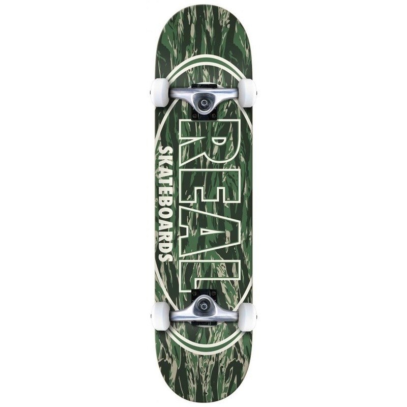 Real Stealth Oval Green Complete Skateboard - 7.5"