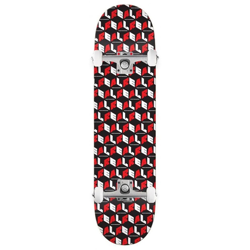 Real PP City Blocks Black/ Red Custom Complete Skateboard - 8.06"