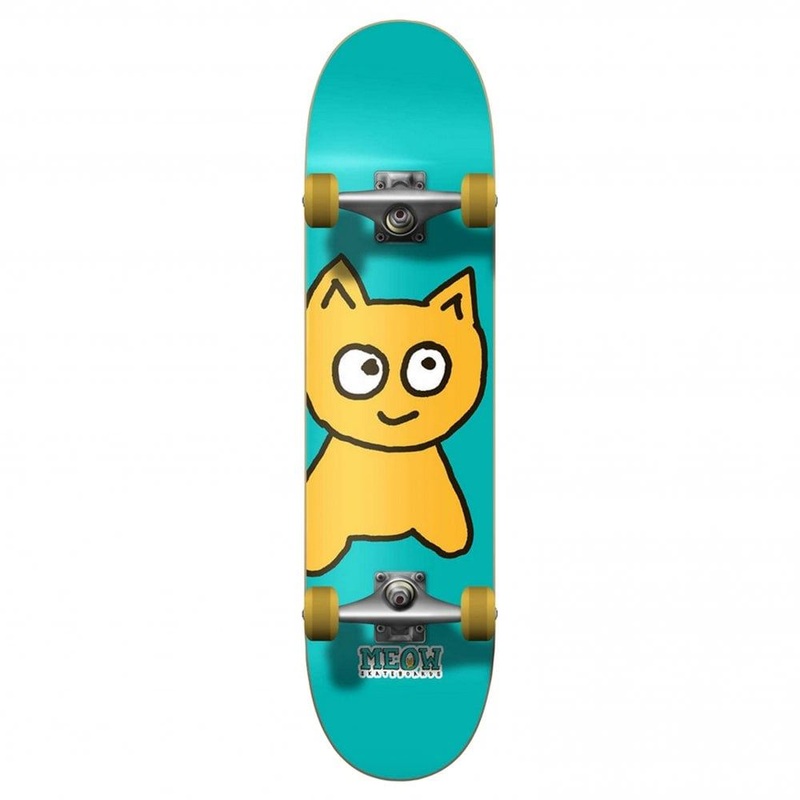Meow Big Cat Teal " Complete Skateboard - 7.25"