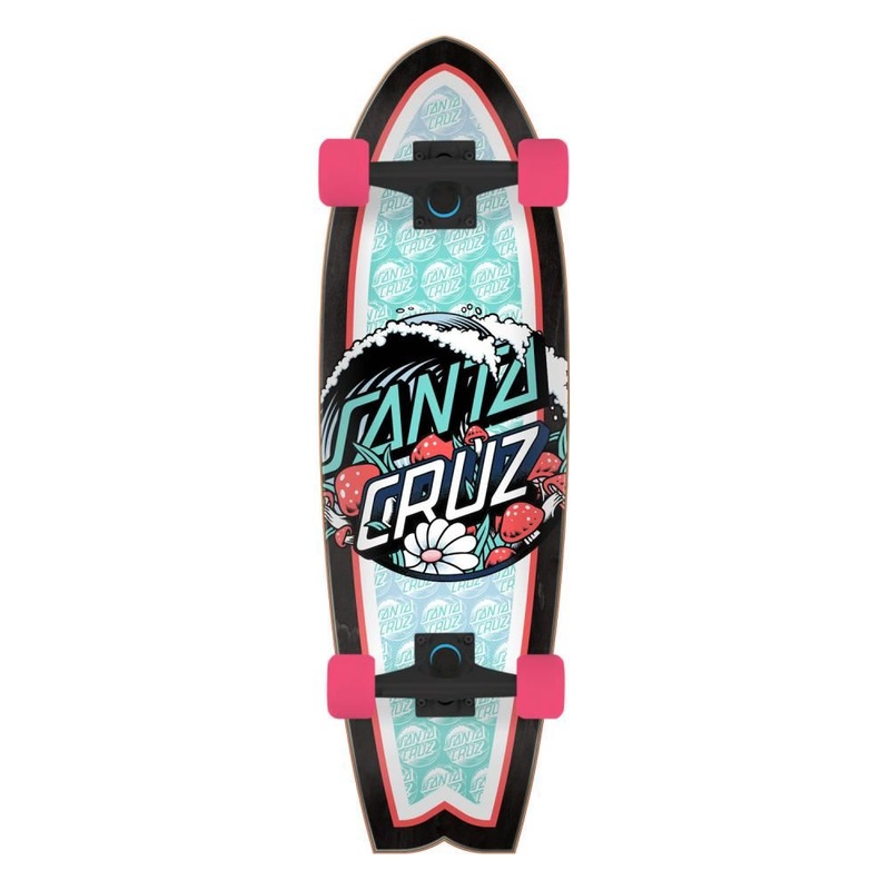 Santa Cruzer Wave Dot Mushroom Splice Shark Complete Skateboard - 9.0"