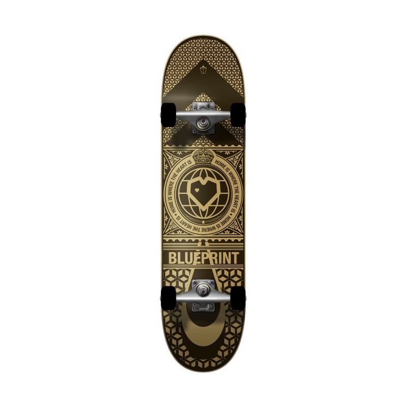 Blueprint Home Heart Complete Skateboard Black/Gold 8.125"