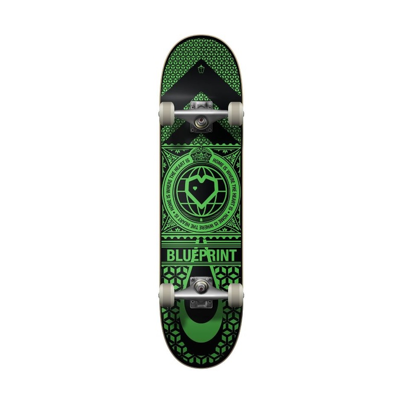 Blueprint Home Heart Complete Skateboard Black/Green 8"