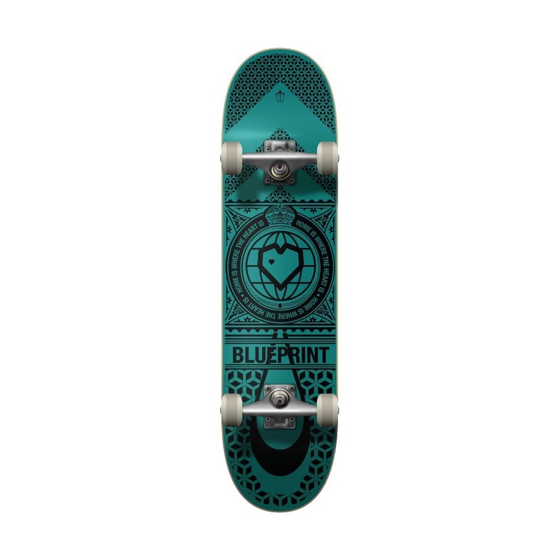 Blueprint Home Heart Complete Skateboard Black/Turquoise 8.25"